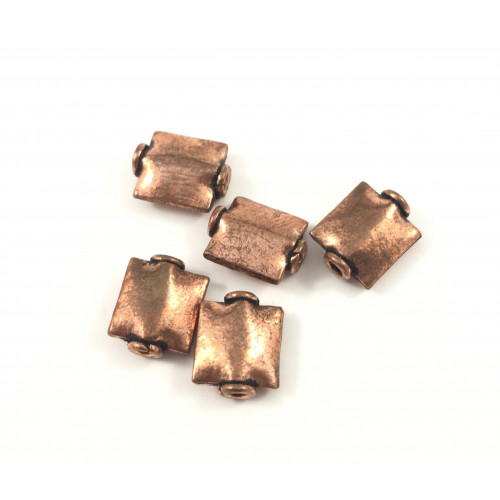 Metal puffed rectangle copper bead*
